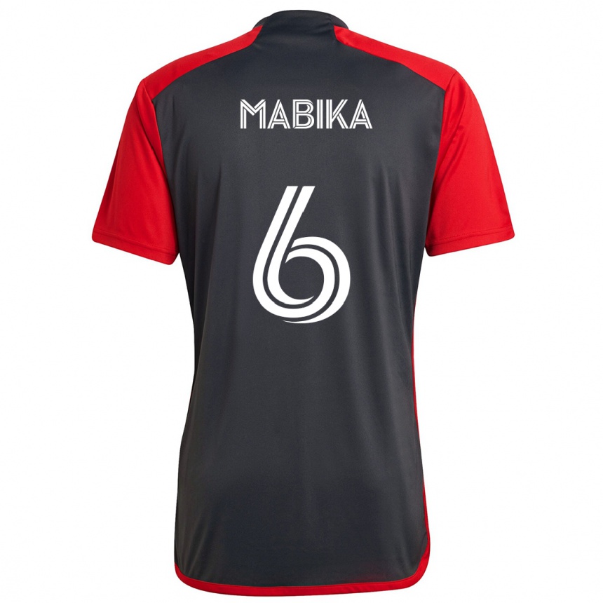 Vaikiškas Aimé Mabika #6 Pilka Raudona Namų Marškinėliai 2024/25 T-Shirt