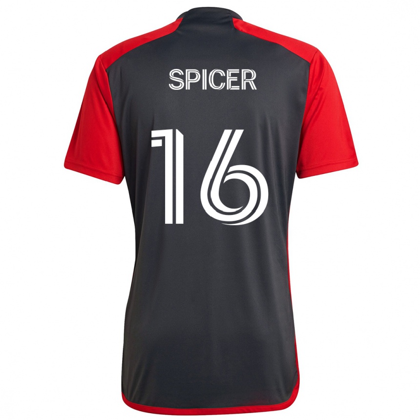 Vaikiškas Tyrese Spicer #16 Pilka Raudona Namų Marškinėliai 2024/25 T-Shirt