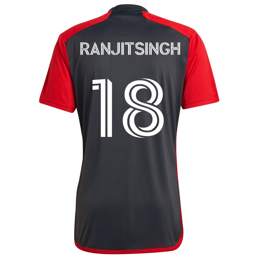 Vaikiškas Greg Ranjitsingh #18 Pilka Raudona Namų Marškinėliai 2024/25 T-Shirt