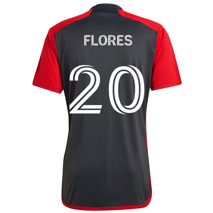 Vaikiškas Deybi Flores #20 Pilka Raudona Namų Marškinėliai 2024/25 T-Shirt