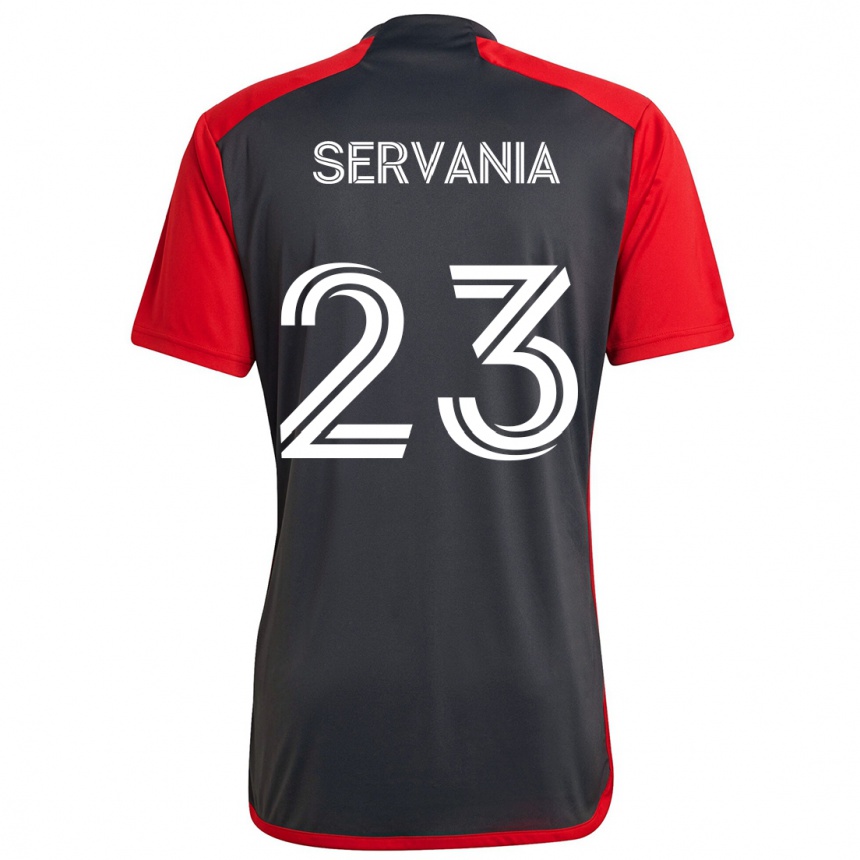 Vaikiškas Brandon Servania #23 Pilka Raudona Namų Marškinėliai 2024/25 T-Shirt