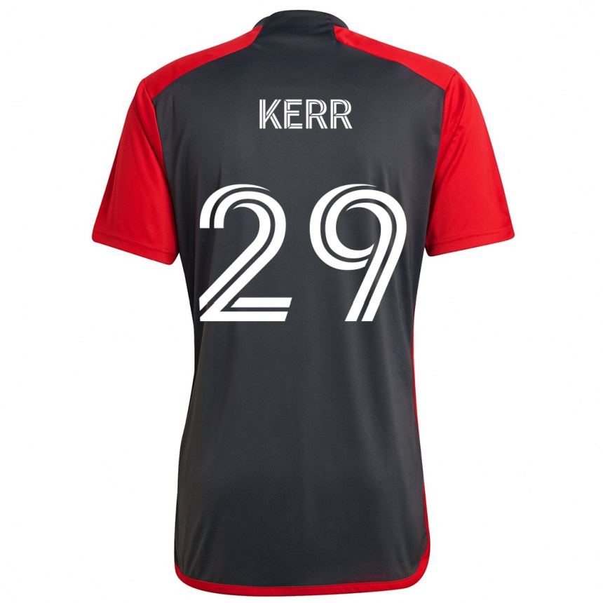 Vaikiškas Deandre Kerr #29 Pilka Raudona Namų Marškinėliai 2024/25 T-Shirt