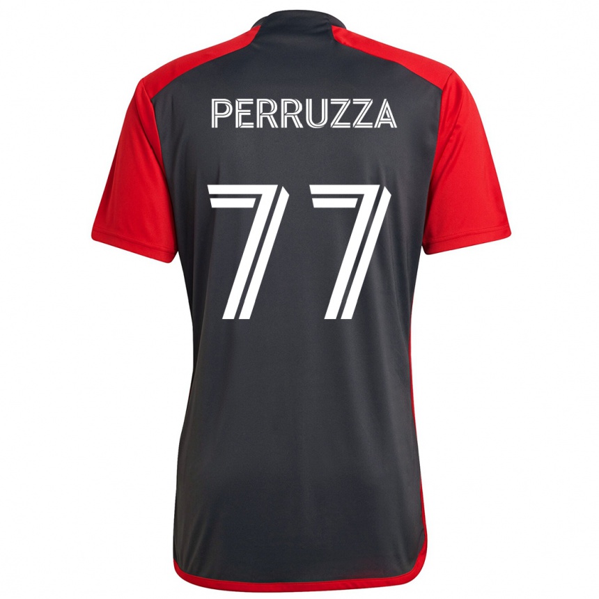 Vaikiškas Jordan Perruzza #77 Pilka Raudona Namų Marškinėliai 2024/25 T-Shirt