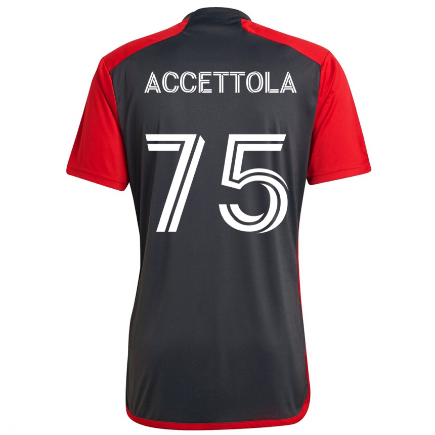 Vaikiškas Luca Accettola #75 Pilka Raudona Namų Marškinėliai 2024/25 T-Shirt