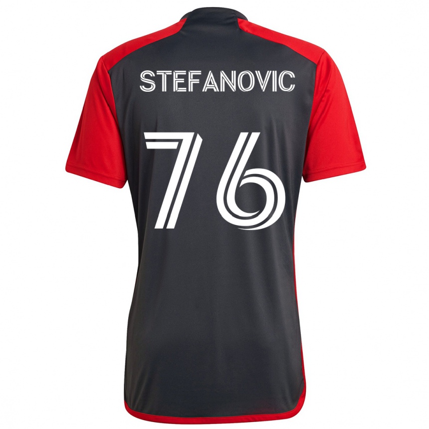 Vaikiškas Lazar Stefanovic #76 Pilka Raudona Namų Marškinėliai 2024/25 T-Shirt