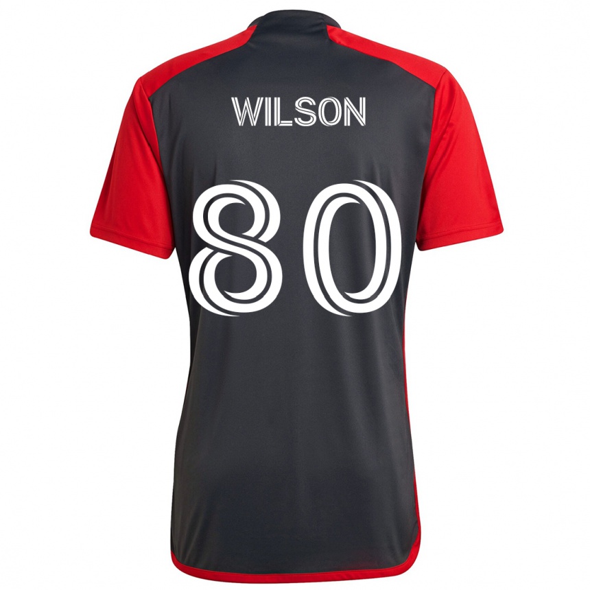 Vaikiškas Shafique Wilson #80 Pilka Raudona Namų Marškinėliai 2024/25 T-Shirt