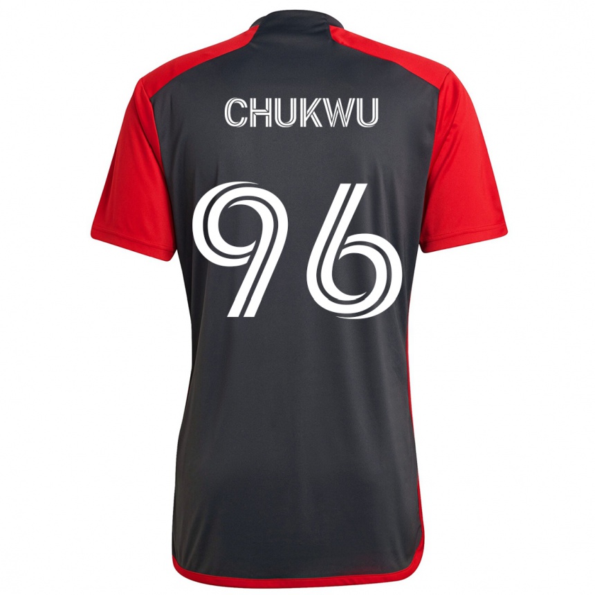 Vaikiškas Richard Chukwu #96 Pilka Raudona Namų Marškinėliai 2024/25 T-Shirt