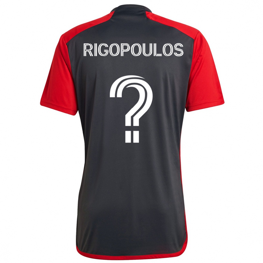 Vaikiškas Theo Rigopoulos #0 Pilka Raudona Namų Marškinėliai 2024/25 T-Shirt