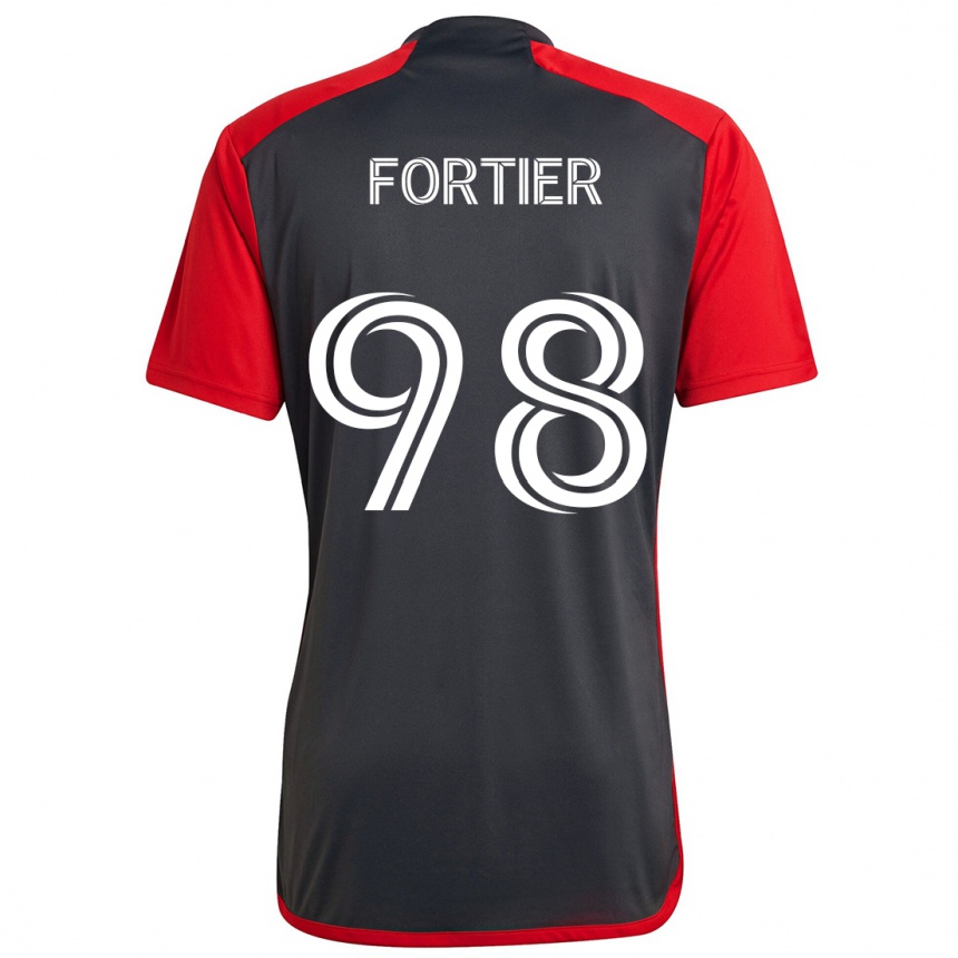 Vaikiškas Kristjan Fortier #98 Pilka Raudona Namų Marškinėliai 2024/25 T-Shirt