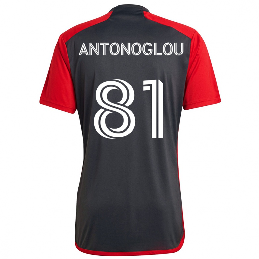 Vaikiškas Themi Antonoglou #81 Pilka Raudona Namų Marškinėliai 2024/25 T-Shirt