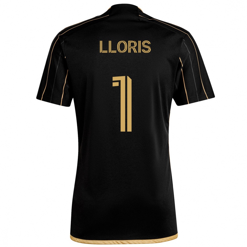 Vaikiškas Hugo Lloris #1 Juodas Auksas Namų Marškinėliai 2024/25 T-Shirt