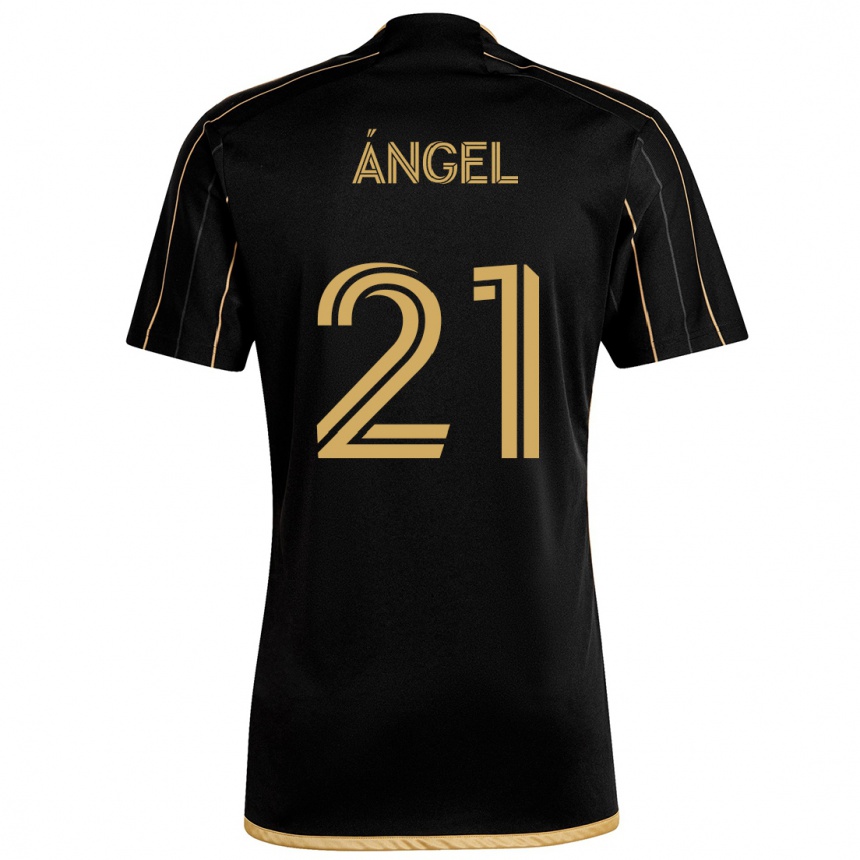 Vaikiškas Tomás Ángel #21 Juodas Auksas Namų Marškinėliai 2024/25 T-Shirt