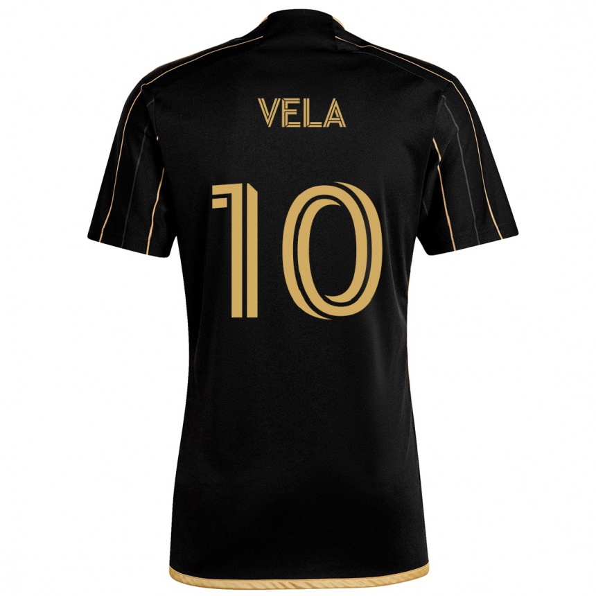 Vaikiškas Carlos Vela #10 Juodas Auksas Namų Marškinėliai 2024/25 T-Shirt