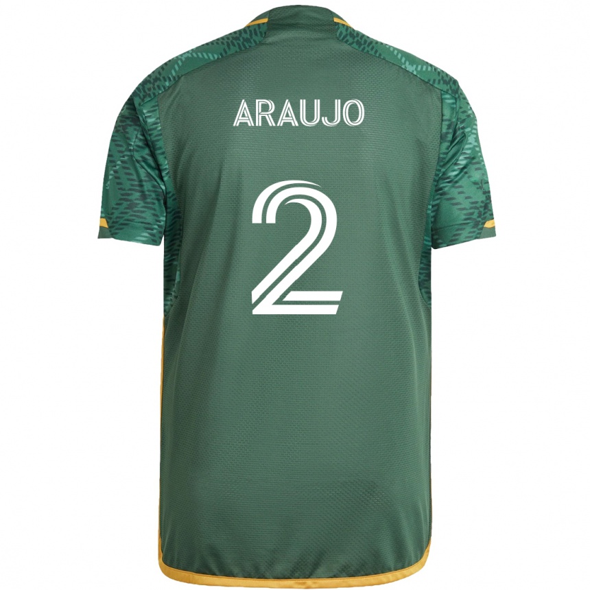 Vaikiškas Miguel Araujo #2 Žalia Oranžinė Namų Marškinėliai 2024/25 T-Shirt