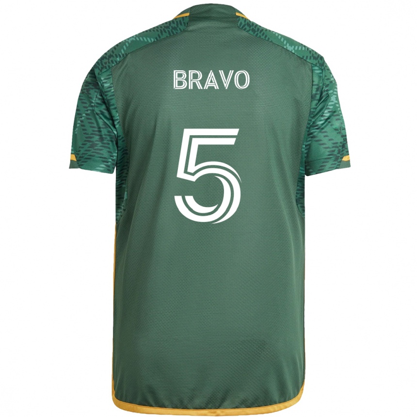 Vaikiškas Claudio Bravo #5 Žalia Oranžinė Namų Marškinėliai 2024/25 T-Shirt