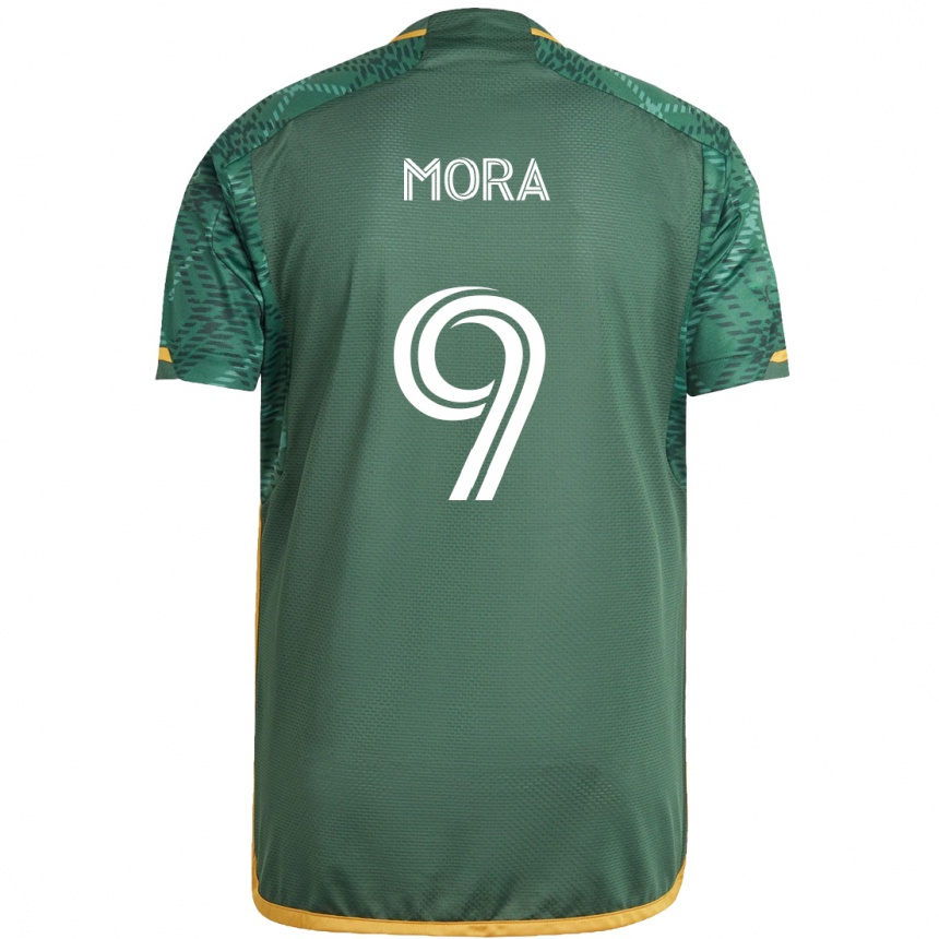 Vaikiškas Felipe Mora #9 Žalia Oranžinė Namų Marškinėliai 2024/25 T-Shirt