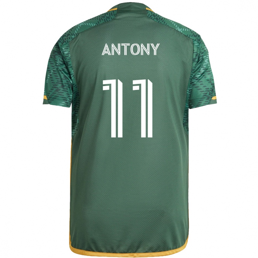 Vaikiškas Antony #11 Žalia Oranžinė Namų Marškinėliai 2024/25 T-Shirt