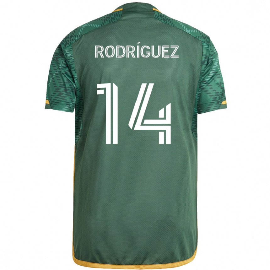 Vaikiškas Jonathan Rodríguez #14 Žalia Oranžinė Namų Marškinėliai 2024/25 T-Shirt