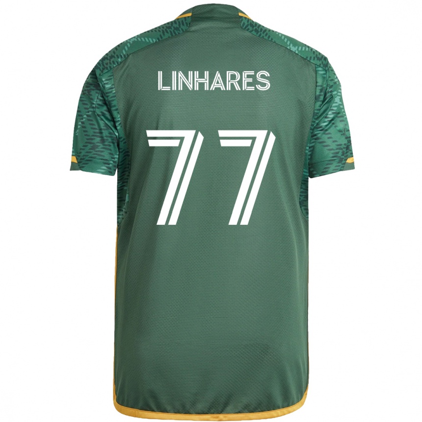 Vaikiškas Kyle Linhares #77 Žalia Oranžinė Namų Marškinėliai 2024/25 T-Shirt