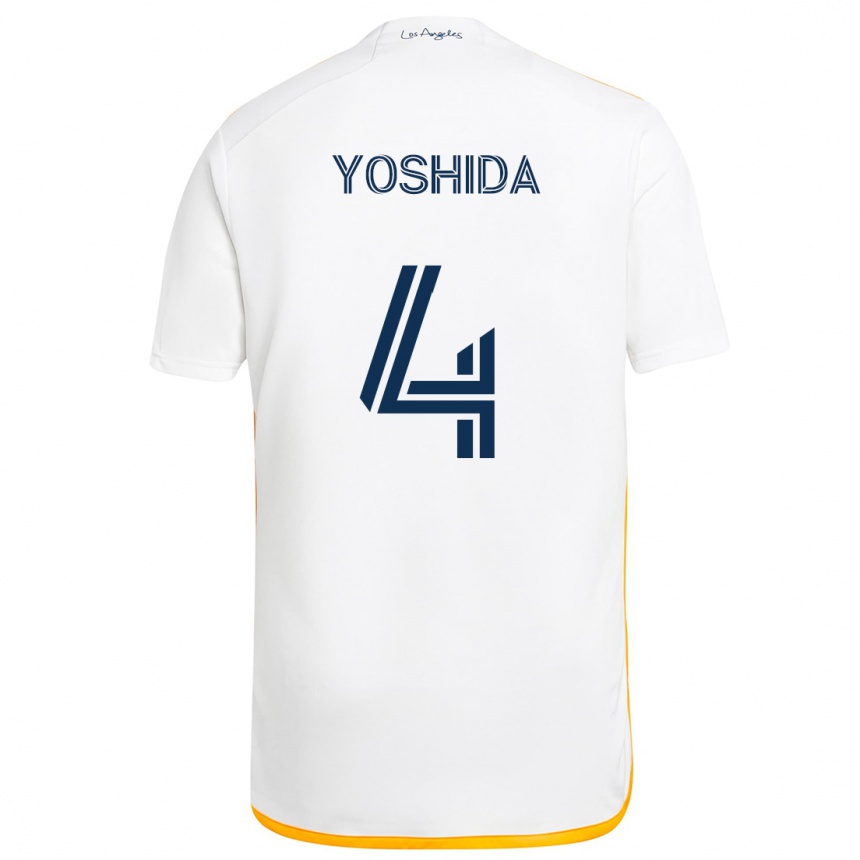 Vaikiškas Maya Yoshida #4 Balta Geltona Namų Marškinėliai 2024/25 T-Shirt