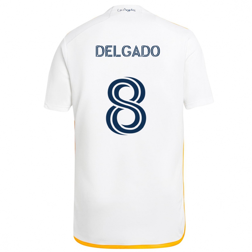 Vaikiškas Mark Delgado #8 Balta Geltona Namų Marškinėliai 2024/25 T-Shirt