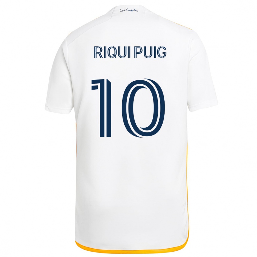 Vaikiškas Riqui Puig #10 Balta Geltona Namų Marškinėliai 2024/25 T-Shirt