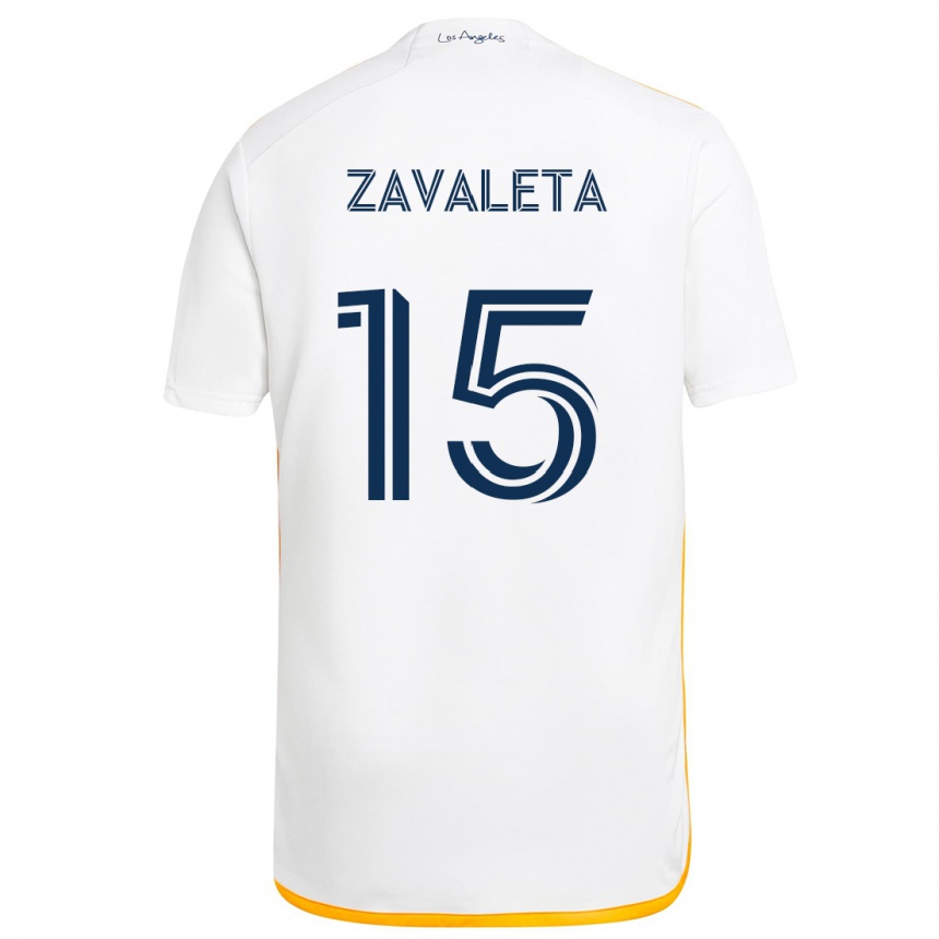 Vaikiškas Eriq Zavaleta #15 Balta Geltona Namų Marškinėliai 2024/25 T-Shirt