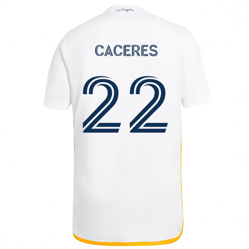 Vaikiškas Martín Cáceres #22 Balta Geltona Namų Marškinėliai 2024/25 T-Shirt