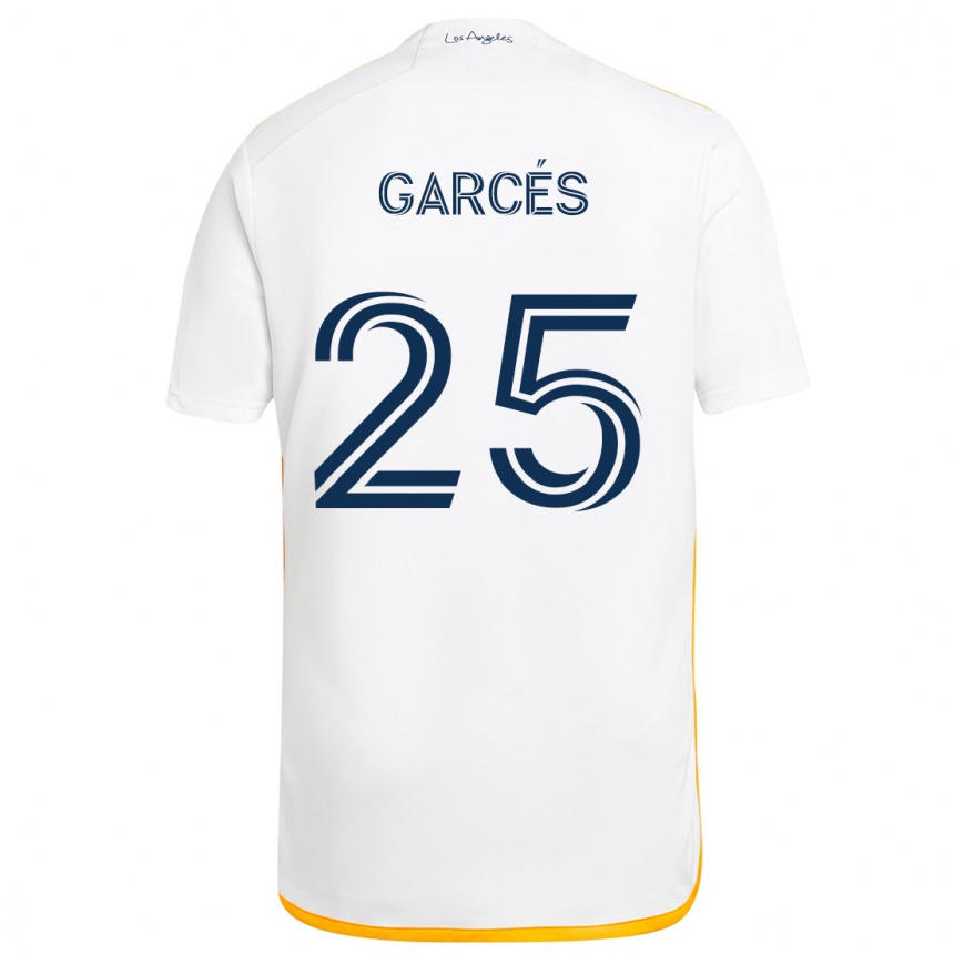 Vaikiškas Carlos Garcés #25 Balta Geltona Namų Marškinėliai 2024/25 T-Shirt