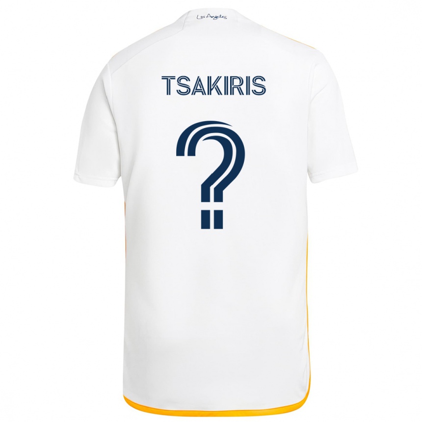 Vaikiškas Mateo Tsakiris #0 Balta Geltona Namų Marškinėliai 2024/25 T-Shirt