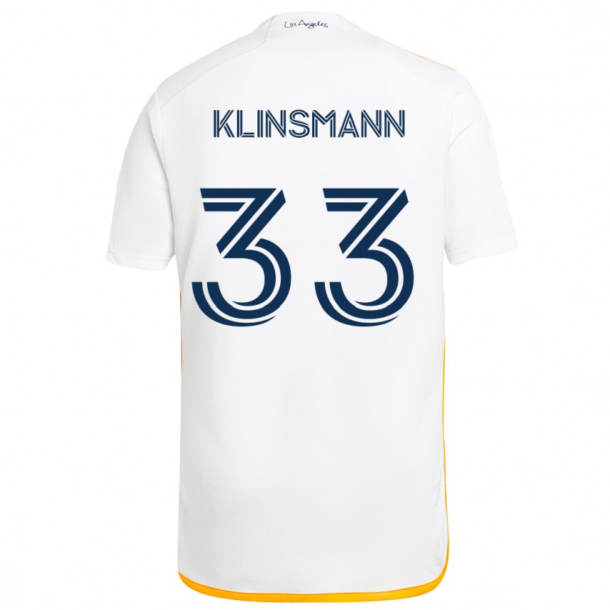 Vaikiškas Jonathan Klinsmann #33 Balta Geltona Namų Marškinėliai 2024/25 T-Shirt