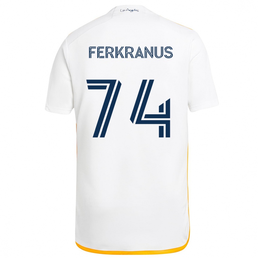 Vaikiškas Marcus Ferkranus #74 Balta Geltona Namų Marškinėliai 2024/25 T-Shirt