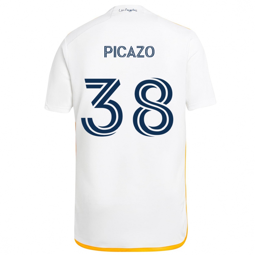 Vaikiškas Axel Picazo #38 Balta Geltona Namų Marškinėliai 2024/25 T-Shirt