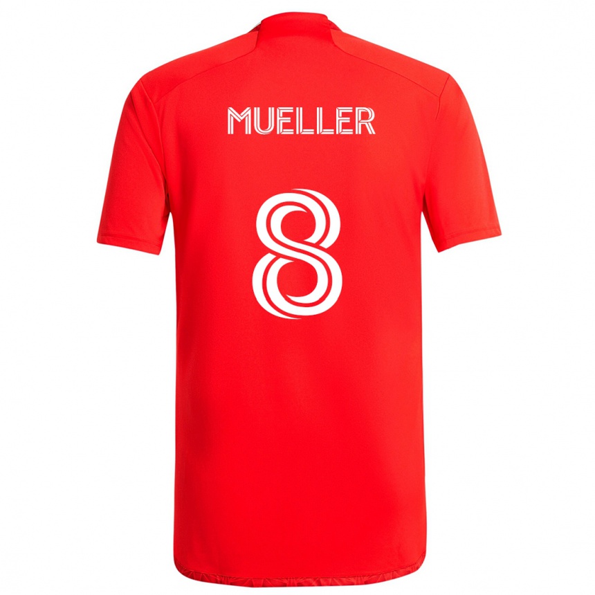 Vaikiškas Chris Mueller #8 Raudona Balta Namų Marškinėliai 2024/25 T-Shirt