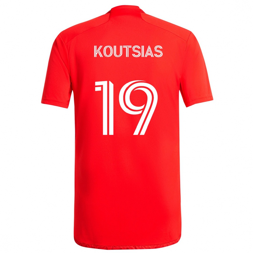 Vaikiškas Georgios Koutsias #19 Raudona Balta Namų Marškinėliai 2024/25 T-Shirt