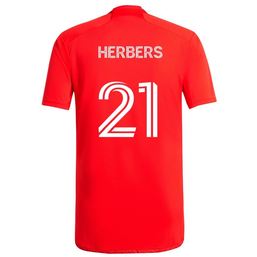 Vaikiškas Fabian Herbers #21 Raudona Balta Namų Marškinėliai 2024/25 T-Shirt