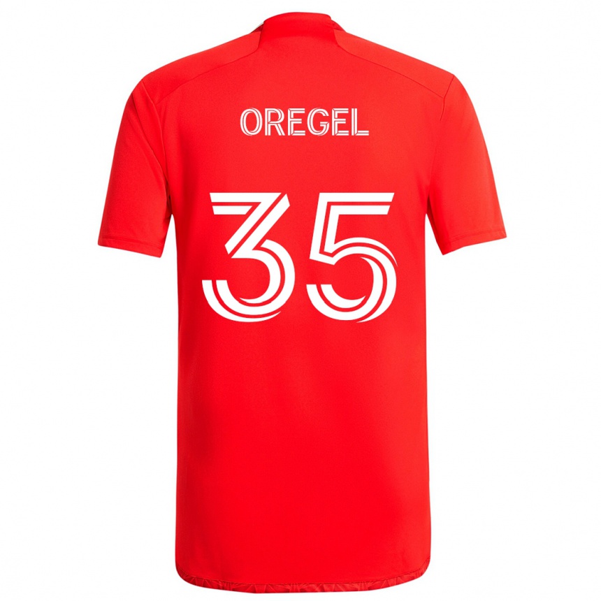 Vaikiškas Sergio Oregel #35 Raudona Balta Namų Marškinėliai 2024/25 T-Shirt