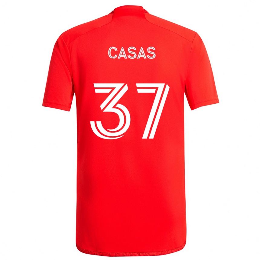 Vaikiškas Javier Casas #37 Raudona Balta Namų Marškinėliai 2024/25 T-Shirt