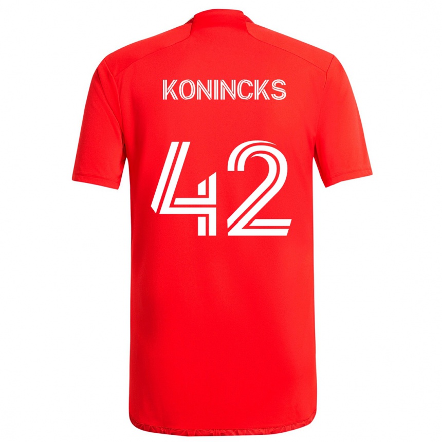 Vaikiškas Diego Konincks #42 Raudona Balta Namų Marškinėliai 2024/25 T-Shirt