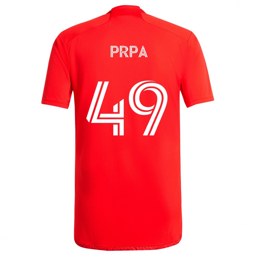 Vaikiškas Luka Prpa #49 Raudona Balta Namų Marškinėliai 2024/25 T-Shirt