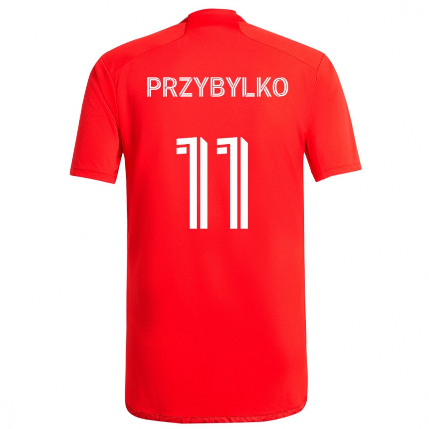 Vaikiškas Kacper Przybylko #11 Raudona Balta Namų Marškinėliai 2024/25 T-Shirt