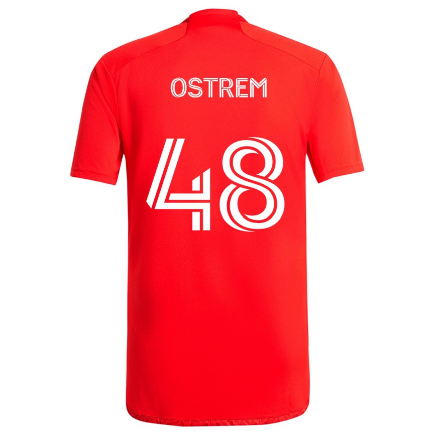 Vaikiškas Charlie Ostrem #48 Raudona Balta Namų Marškinėliai 2024/25 T-Shirt