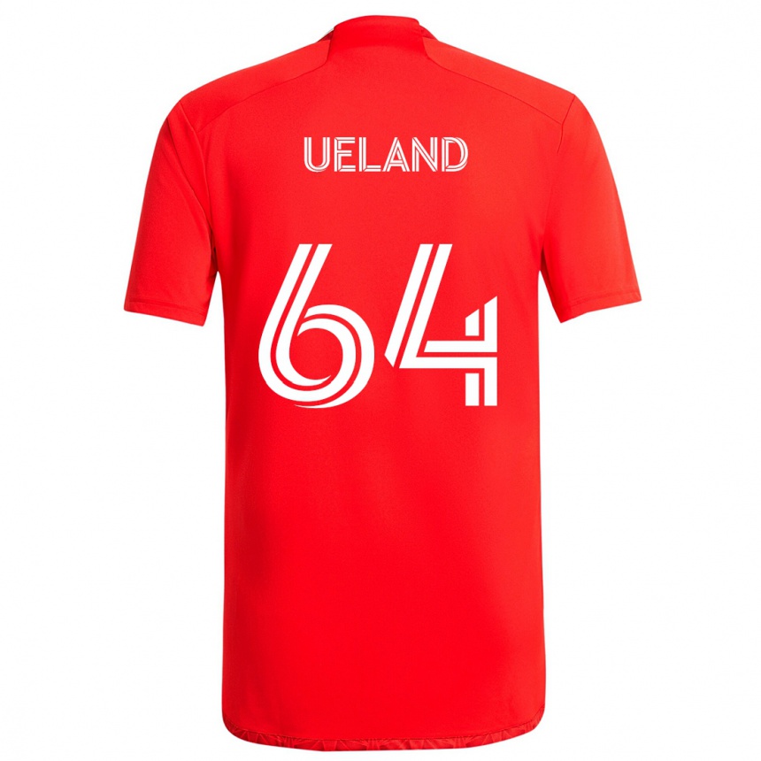 Vaikiškas Andreas Ueland #64 Raudona Balta Namų Marškinėliai 2024/25 T-Shirt