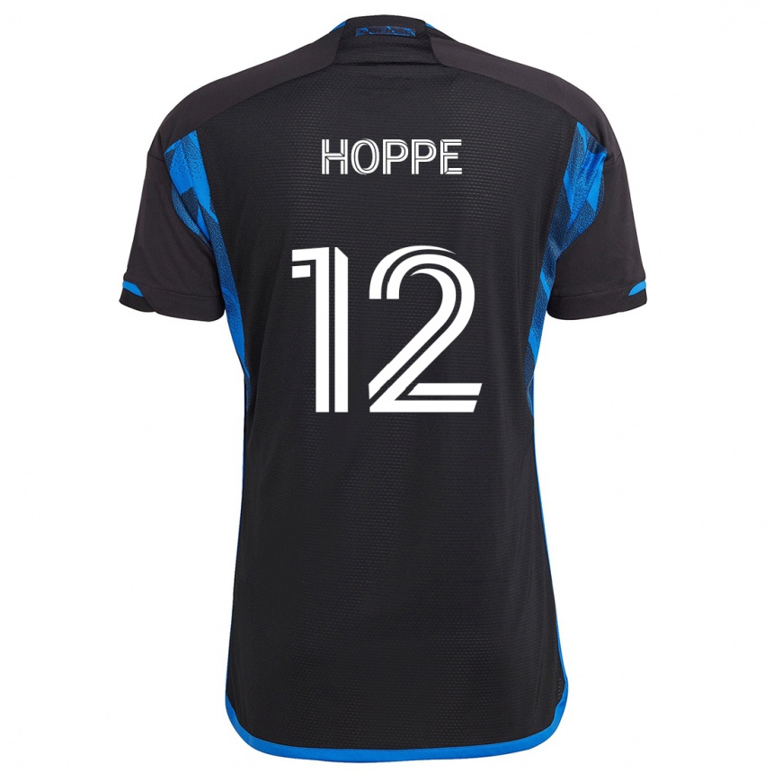 Vaikiškas Matthew Hoppe #12 Mėlyna Juoda Namų Marškinėliai 2024/25 T-Shirt