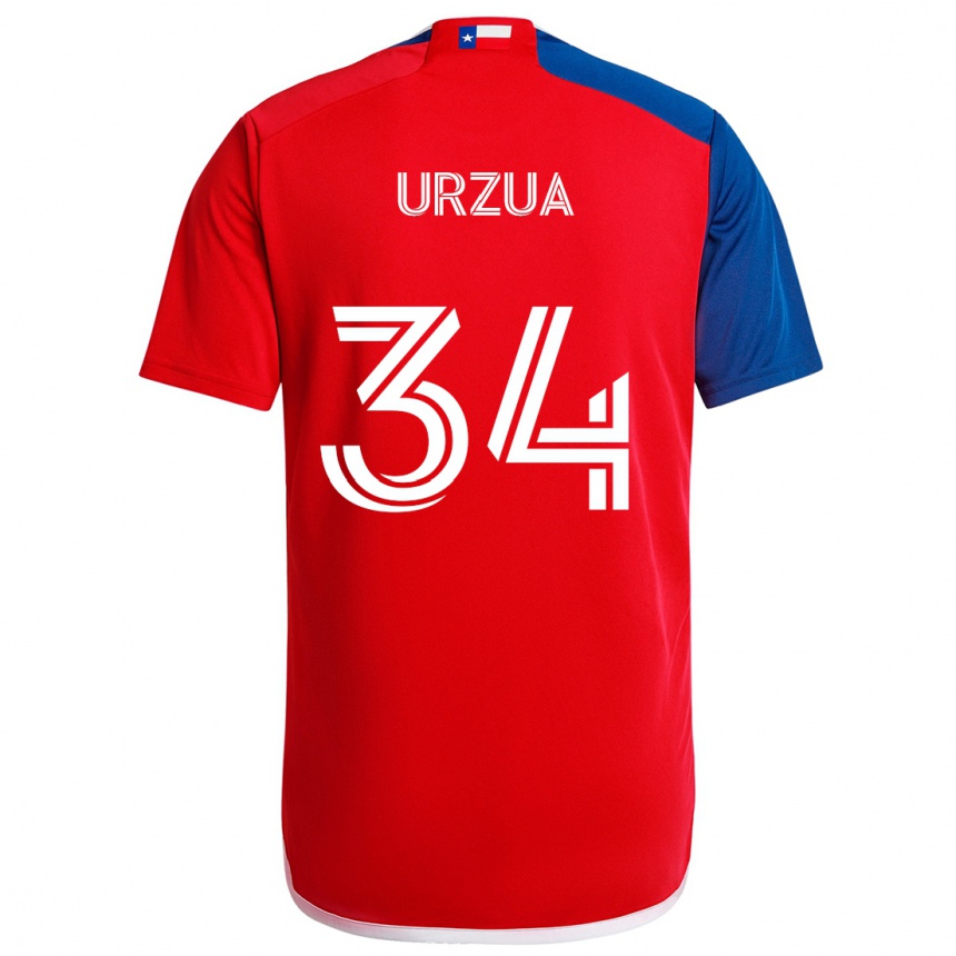 Vaikiškas Alejandro Urzua #34 Mėlyna Raudona Namų Marškinėliai 2024/25 T-Shirt