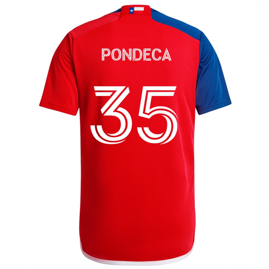 Vaikiškas Tomas Pondeca #35 Mėlyna Raudona Namų Marškinėliai 2024/25 T-Shirt