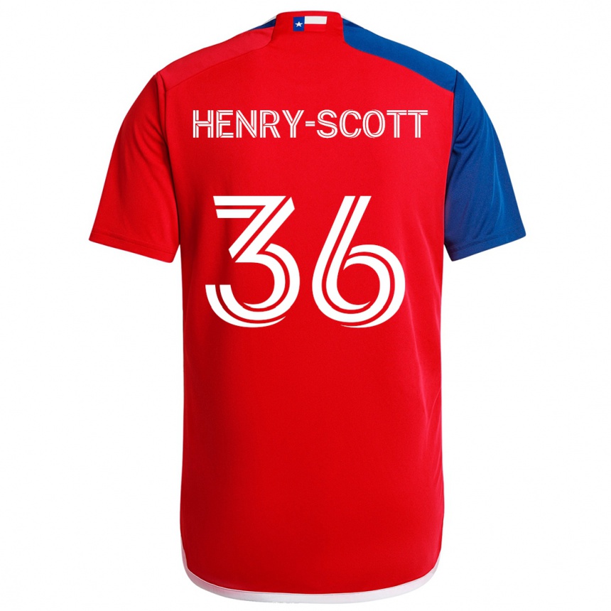 Vaikiškas Malik Henry-Scott #36 Mėlyna Raudona Namų Marškinėliai 2024/25 T-Shirt