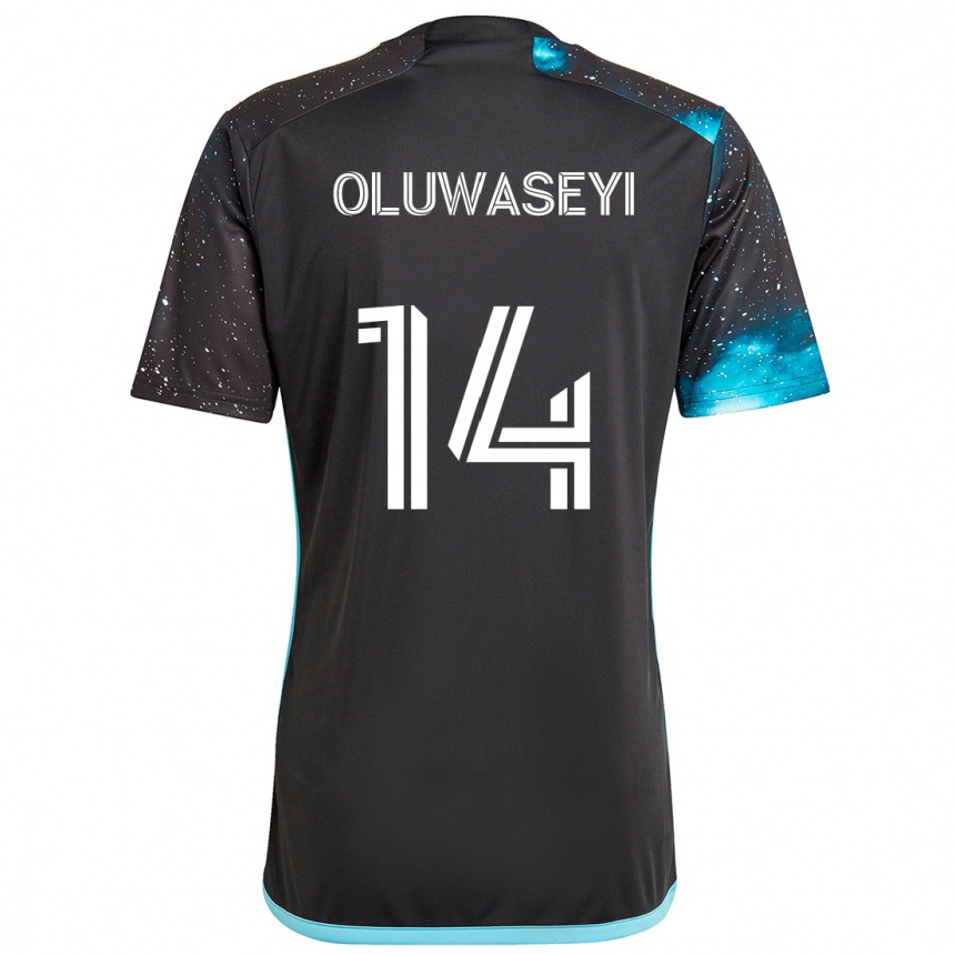 Vaikiškas Tani Oluwaseyi #14 Juoda Mėlyna Namų Marškinėliai 2024/25 T-Shirt