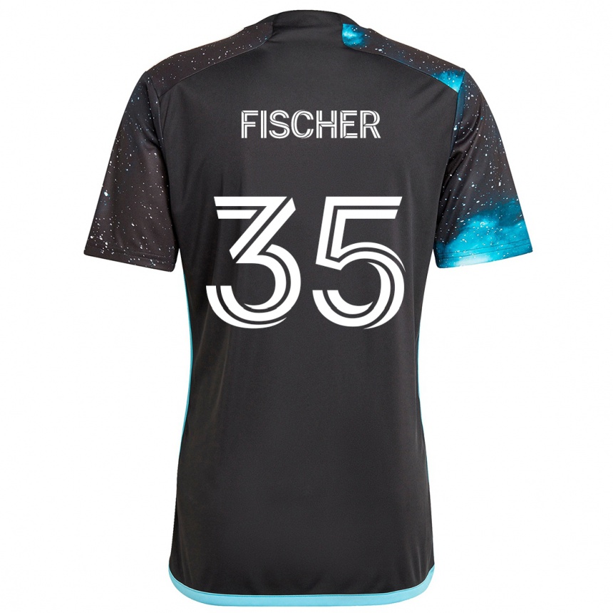 Vaikiškas Britton Fischer #35 Juoda Mėlyna Namų Marškinėliai 2024/25 T-Shirt