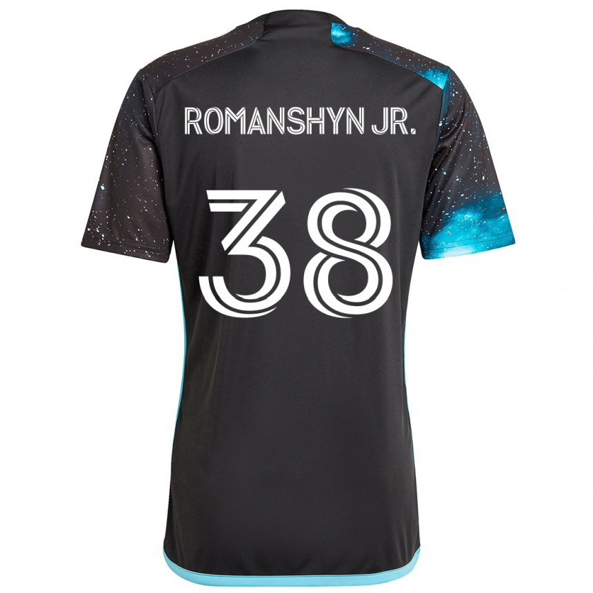 Vaikiškas Kage Romanshyn Jr. #38 Juoda Mėlyna Namų Marškinėliai 2024/25 T-Shirt